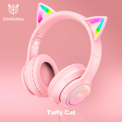 Купить Игровые наушники Onikuma B90 Taffy Cat розовые с кошачьими ...