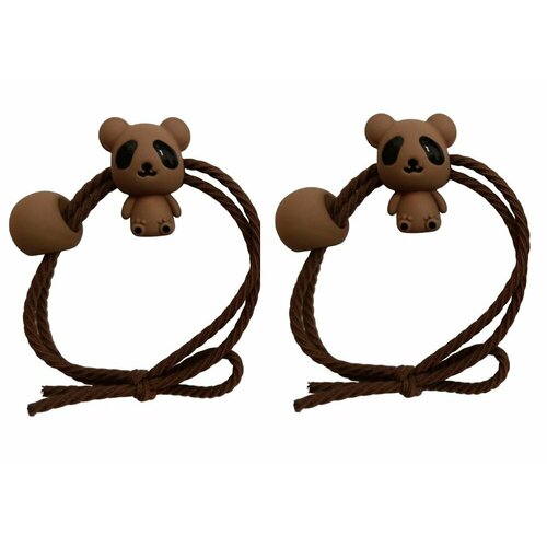 Резинка для волос Забавная панда, цвет коричневый набор 2 шт
