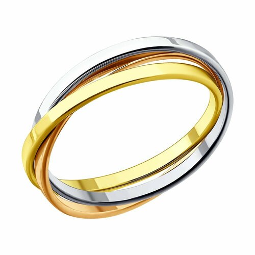 Кольцо Diamant, комбинированное золото, 585 проба, размер 16