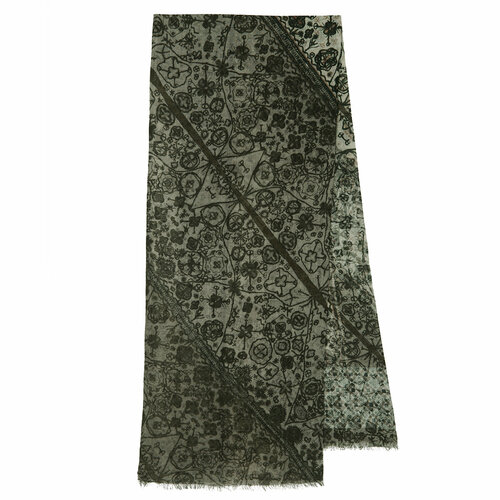 Шарф Павловопосадская платочная мануфактура, 190х40 см, черный, зеленый