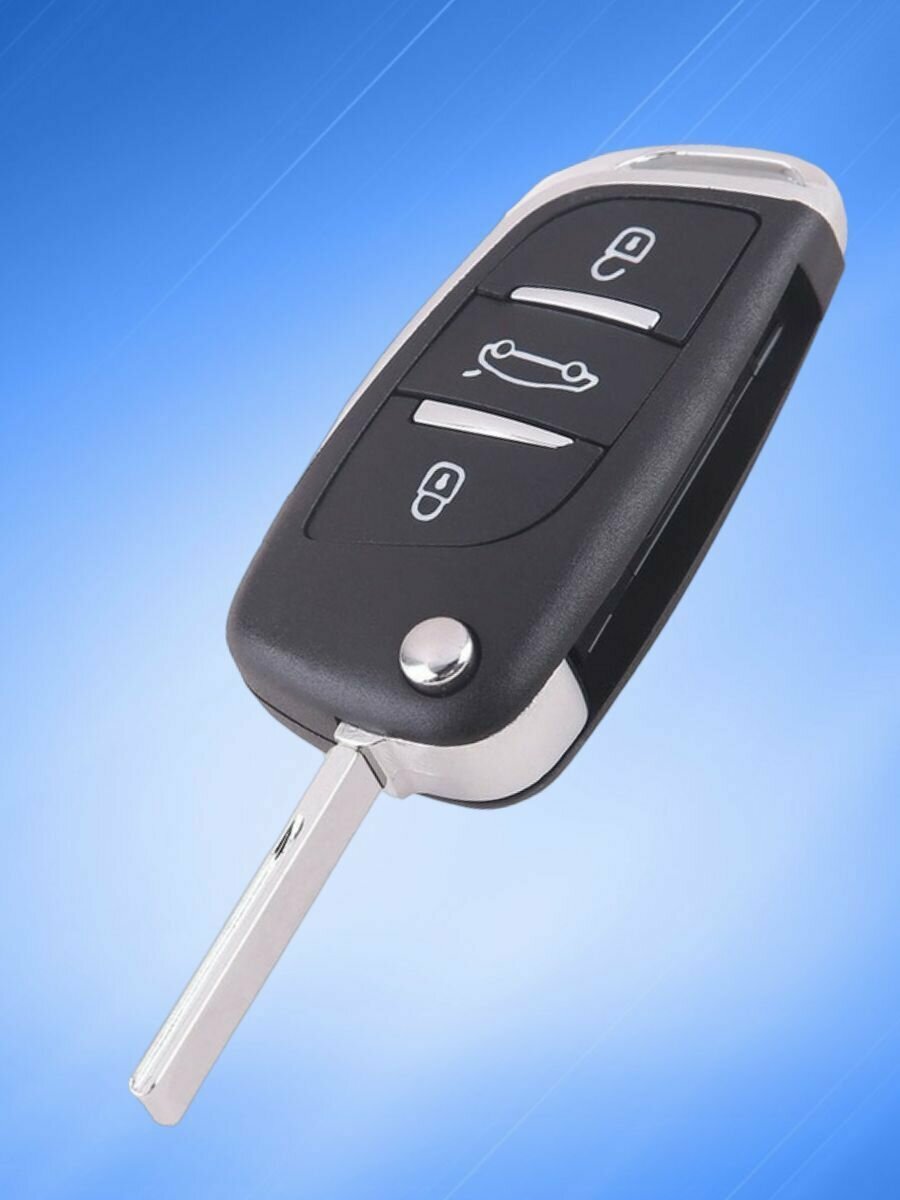 Корпус выкидного ключа зажигания с 2/3 кнопками для Пежо / Peugeot 207, 307, 407, 408, 308 — фото 5