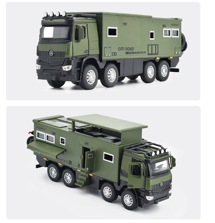 Машинка металлическая кемпер, дом на колесах Nomadison Pilot F RV 2022 Mercedes-Benz (XA3250B) (Цвет: Зеленый)