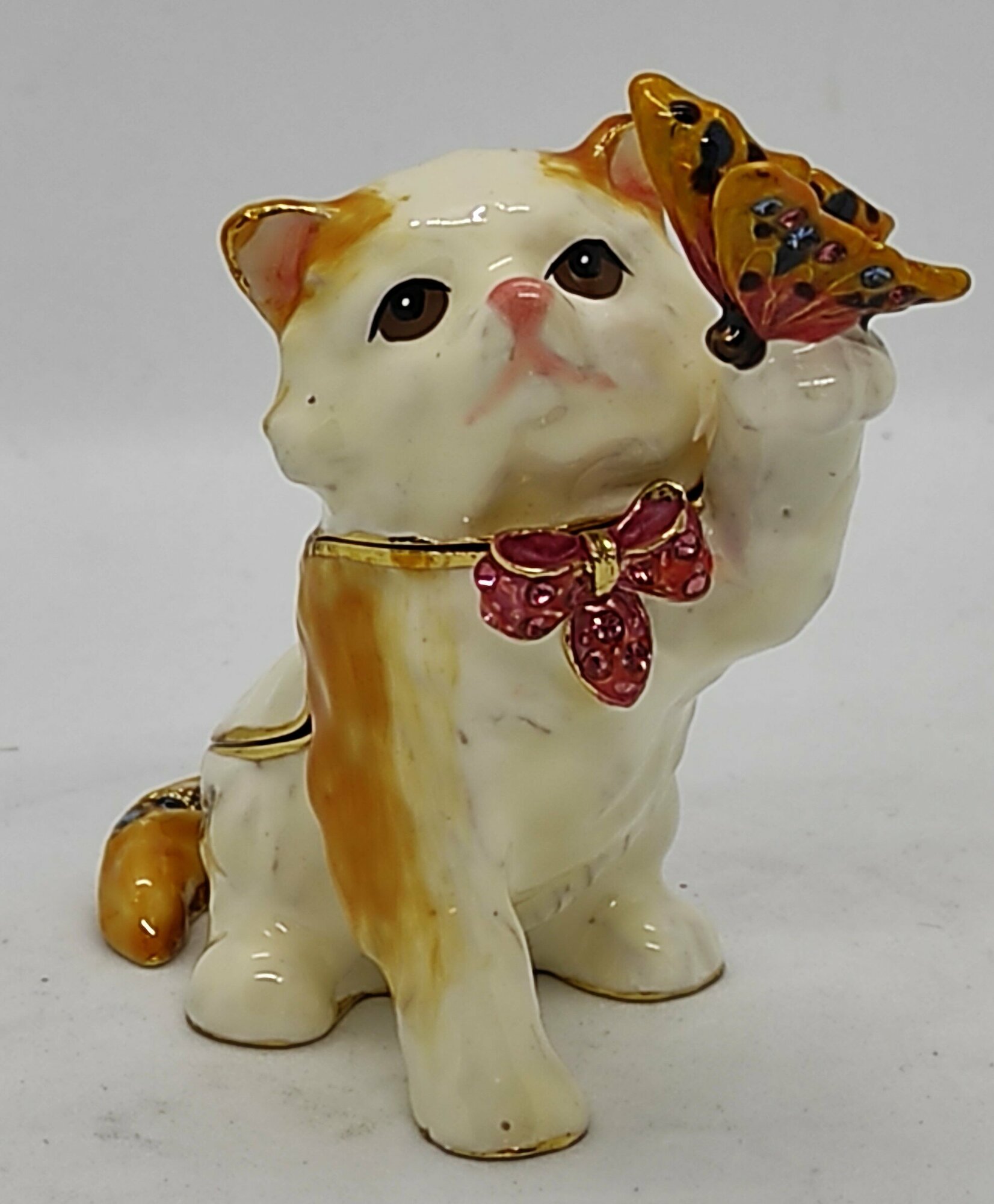 Шкатулка Фаберже "котенок С бабочкой "