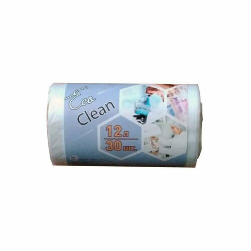 Концепция Быта мешки для мусора Ecoclean 12 л. 30шт. ПНД в рулоне 6 мкм белые 3250 см 3382