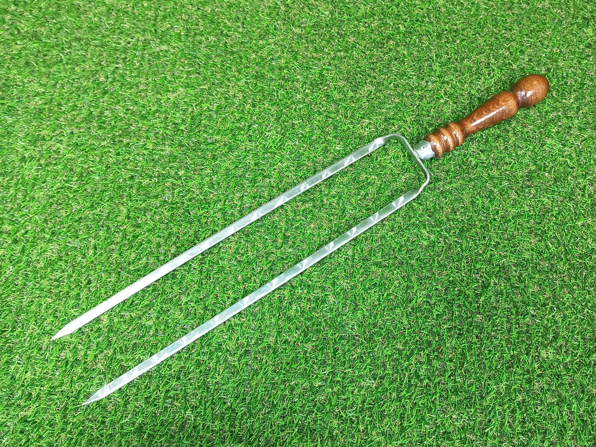 Двойной шампур с деревянной ручкой ,Шампур-вилка - фотография № 1