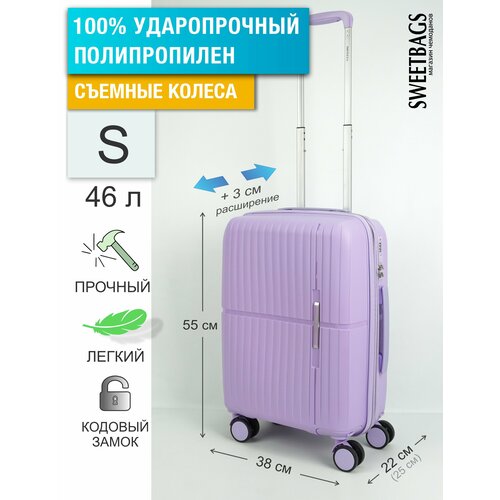 фото Чемодан , 46 л, размер s, фиолетовый sweetbags