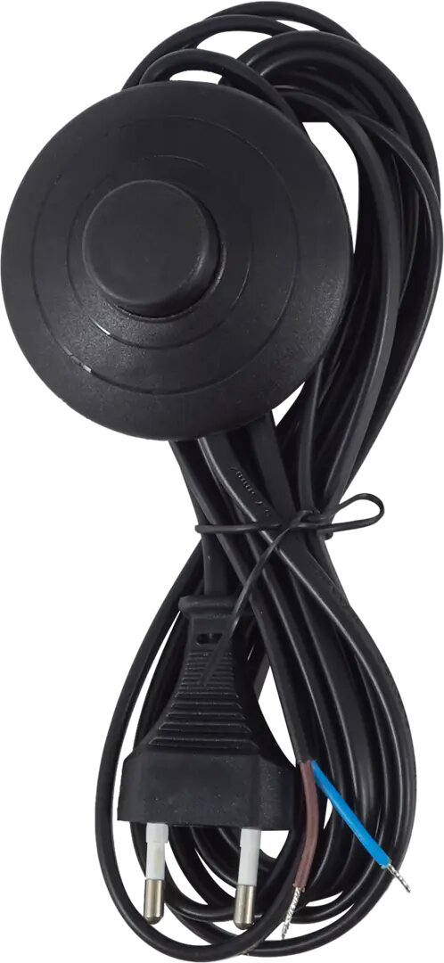 Шнур сетевой с ножным выключателем цвет чёрный 3.5 м