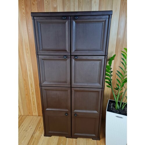 Шкаф пластиковый высокий УЮТ для балкона дома улицы беседки Цвет Коричневый Арт Э-053-Д 22000₽