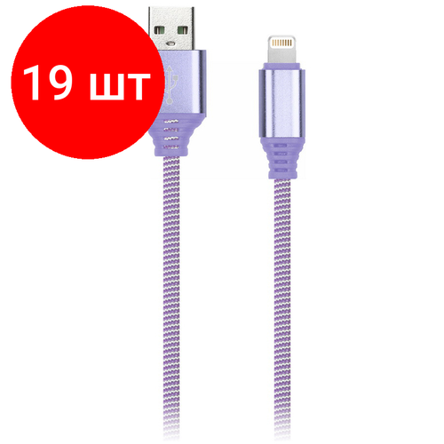 Комплект 19 шт Кабель Smartbuy iK-512NS USBAM - LightningM для Apple в оплетке 2A output 1м фиолетовый 3463₽