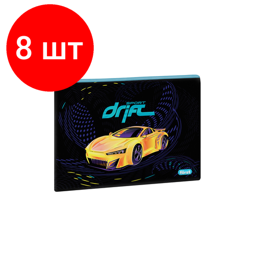 Комплект 8 шт, Папка текстильная А4 Först Sport drift, 335*245мм, 1 отделение, полиэстер папка для труда 1 отделение а4 forst sport drift 335x245мм 1 отделение полиэстер ft fb a40305