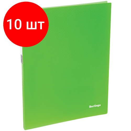 Комплект 10 шт, Папка c пружинным скоросшивателем Berlingo Neon, 17мм, 700мкм, неоновая зеленая berlingo папка с пружинным скоросшивателем neon paradise a4 пластик черный рисунок