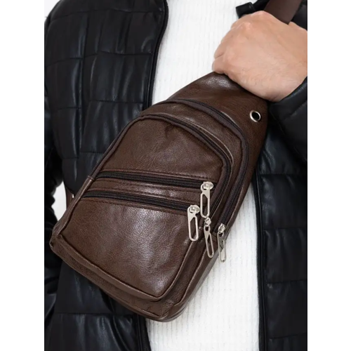 мужская нагрудная сумка через плечо вместительная сумка через плечо для пешего туризма кемпинга Рюкзак кросс-боди , фактура гладкая, коричневый
