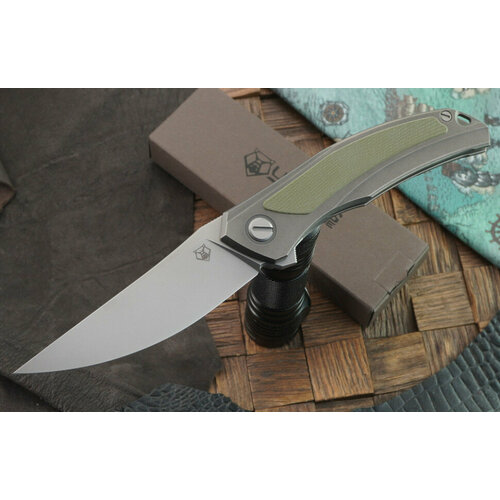 фото Мастерская братьев широгоровых мбш складной нож квантум урсус, сталь cromax pm, рукоять титан, зеленый g-10, srbs