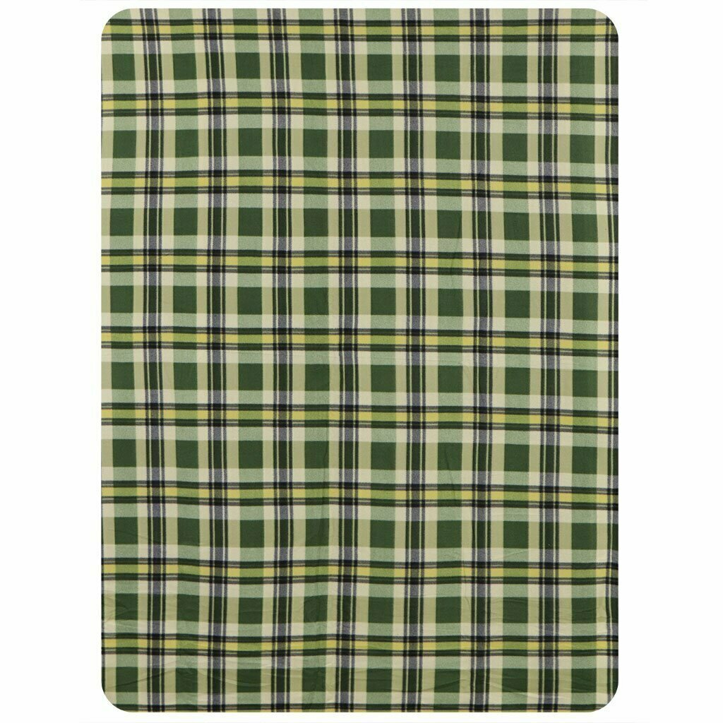 Плед 130х170 см, 1.5-спальный зеленая клетка флисовый на диван/кровать - фотография № 6
