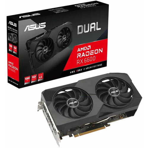 Видеокарта Asus PCI-E 40 DUAL-RX6600-8G AMD Radeon RX 6600 8192Mb 128 GDDR6 204414000 HDMIx1 DPx3 HDCP Ret 3675300₽