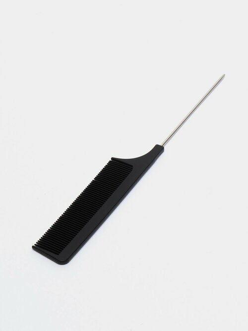 Расчёска для окрашивания и мелирования, с металлическим хвостиком, черная