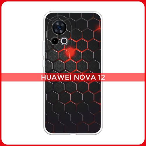 Силиконовый чехол на Huawei Nova 12 / Хуавей Нова 12 Фон соты красные силиконовый чехол на huawei nova 12 хуавей нова 12 фон соты красные