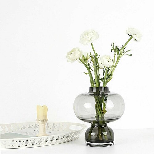 Ваза стеклянная современная креативная дымчато-серая