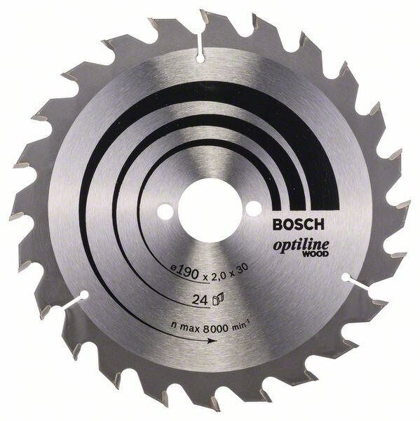 Пильный диск BOSCH 190Х30 24 зуб Optiline Wood (2608641185)