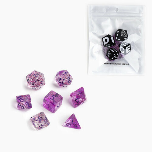 Набор кубиков для D&D (Dungeons and Dragons, ДнД) Время игры, серия: D&D, 7 шт, фиолетовые