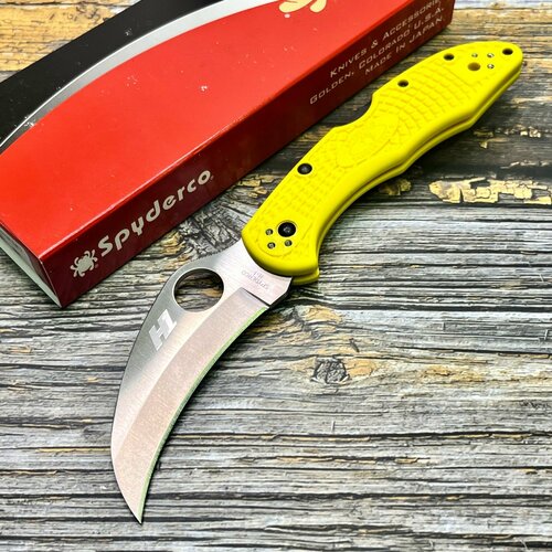фото Нож складной spyderco tasman salt 2, yellow handle