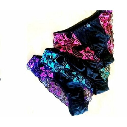 фото Трусы , 3 шт., размер 44, фиолетовый, бирюзовый, розовый irinan