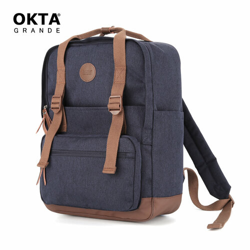 Рюкзак Okta by Himawari 1085B Vintage 14 Navy/Brown, темно-синий с коричневым