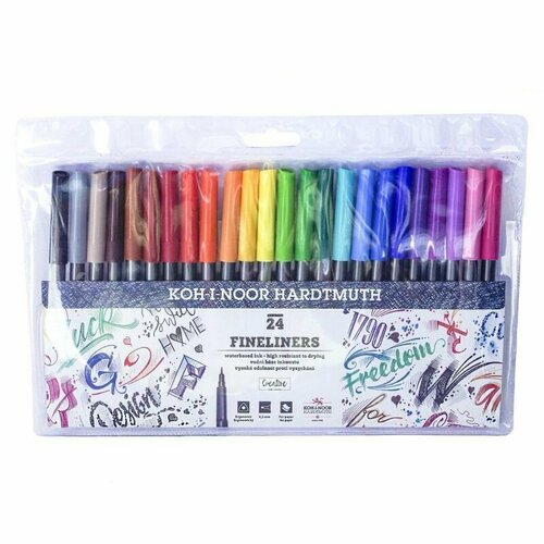 Набор линеров Koh-I-Noor FINELINERS 24цв,7021, 0,3мм, ПВХ