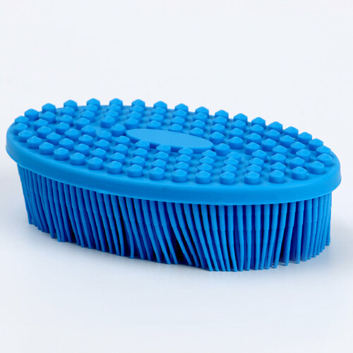 Мочалка детская силиконовая для купания малышей цвет голубой 574₽