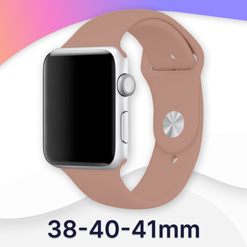 Силиконовый ремешок для Apple Watch 38-40-41 mm, Series 1-9, SE / Сменный браслет (Sport Band) для смарт часов Эпл Вотч 38-41 мм (Pink Sand S)