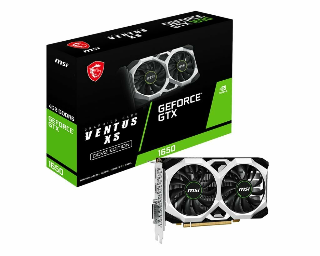 фото Видеокарта MSI GeForce GTX 1650 D6 VENTUS XS OCV3 (4 ГБ, GDDR6, Ultra HD 8K (7680x4320), PCI-E 3.0), GeForce GTX 1650 D6 VENTUS XS OCV3