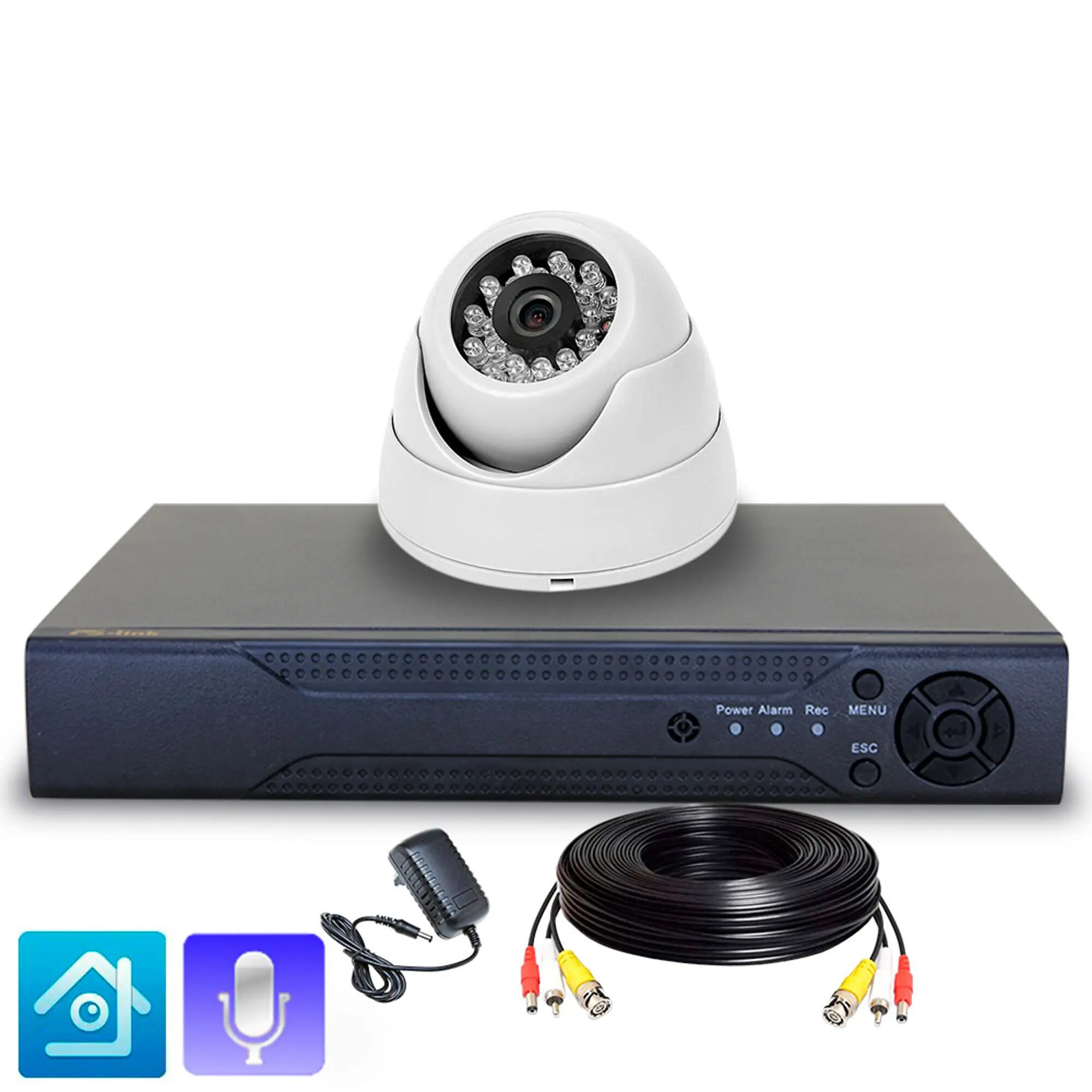 Комплект видеонаблюдения AHD PS-link A501HDM 1 камера 5Мп для помещения со встроенным микрофоном — фото 7