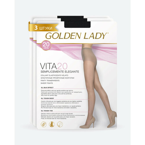 Колготки Golden Lady, 20 den, 3 шт., размер 3, черный колготки golden lady vita 20 den размер 3 черный