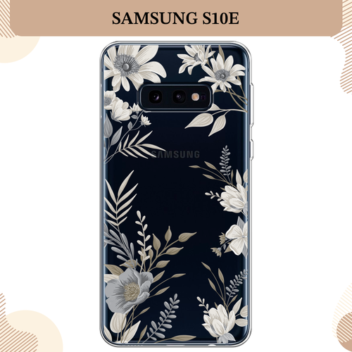 Силиконовый чехол Цветы сепия на Samsung Galaxy S10E / Самсунг Галакси S10E, прозрачный силиконовый чехол на samsung galaxy s10e самсунг галакси s10e цветы алтей прозрачный