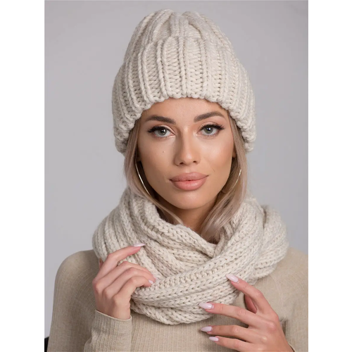 фото Шапка бини miki, размер 54-58, бежевый