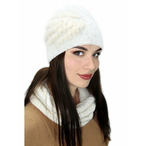 фото Комплект lemmex комплект "адельмия" шапка+стойка-хомут, размер 59-60, белый