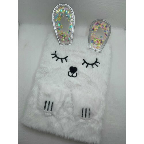 Блокнот ежедневник для детей /Зайчик с ушками /меховой , плюшевый, подарок