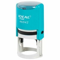 Оснастка для печатей оттиск D=42 мм, синий, TRODAT IDEAL 46042, корпус бирюзовый, крышка,   ...