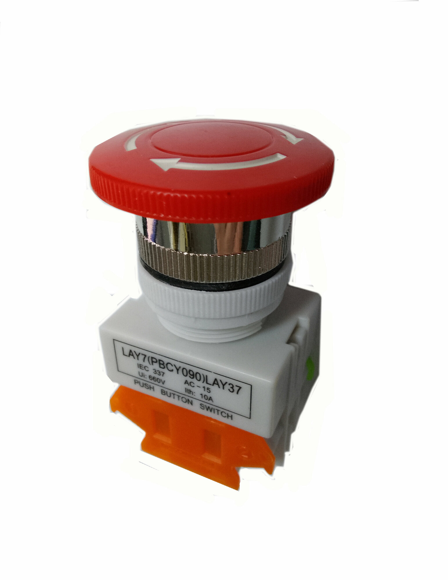 фото Кнопка КН 49 "стоп" , грибовидная, с фиксацией, красная выключатель "1"3"1"Р"-49.00.02