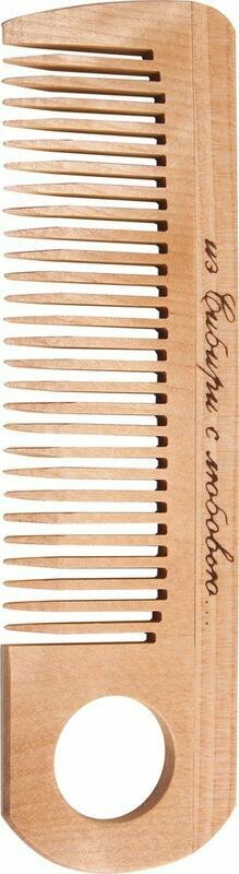 фото Расческа большая с отверстием с мелкими зубцами из алтайской березы