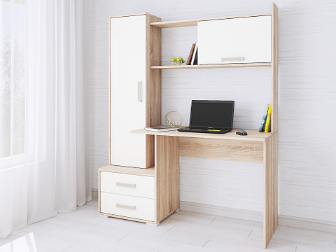 фото Стол компьютерный Квартет-9, дуб сонома/белый