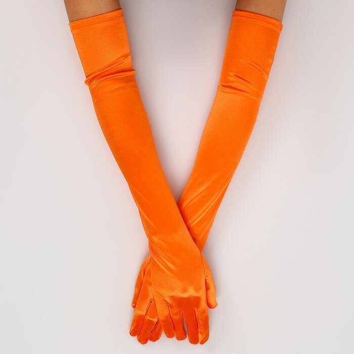 Перчатки Страна Карнавалия Карнавальные, 55 см, оранжевые