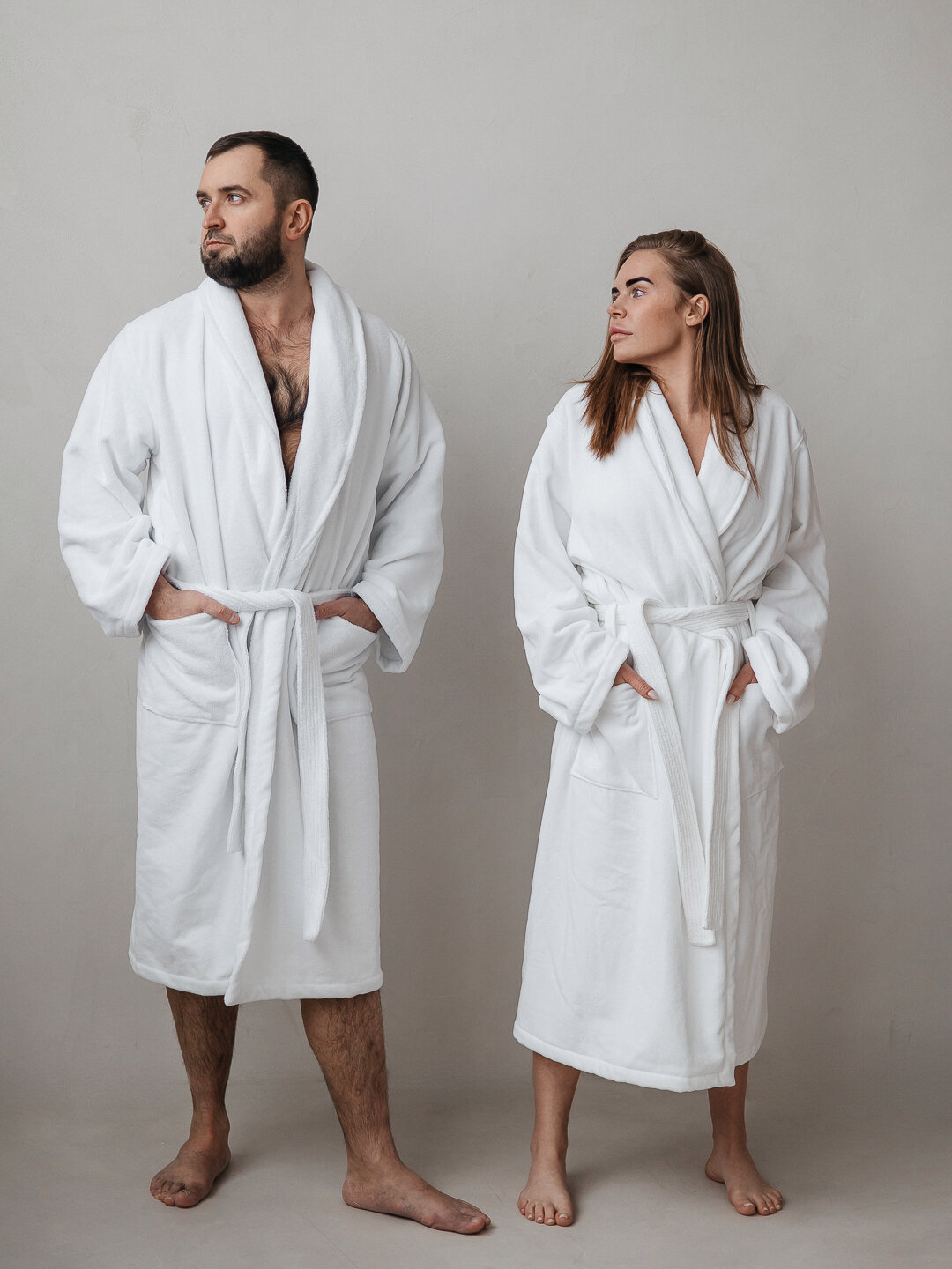 фото Женский, мужской халат для дома, размер 48/50