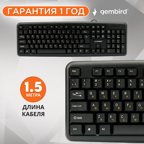 Клавиатура Gembird KB-8320U-BL Black USB black, английская/русская (ANSI) клавиатура gembird kb 8300um bl r black usb