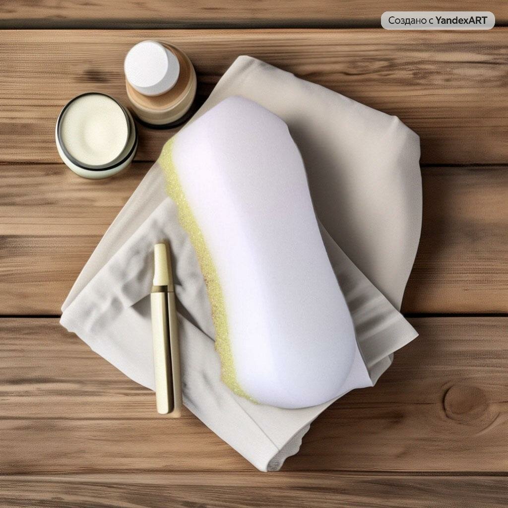 фото Губка ДУО в косметичке оранжевый белый