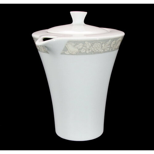 Чайник фарфоровый заварочный PILLIVUYT VENDOM, объем 550 мл, белый с орнаментом флоры, Франция.