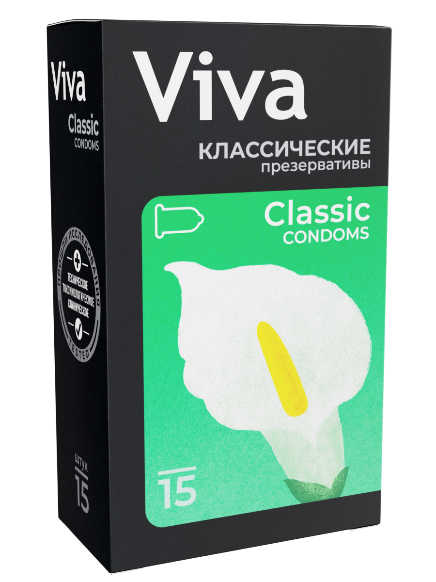 VIVA Презервативы Классические, 15 штук