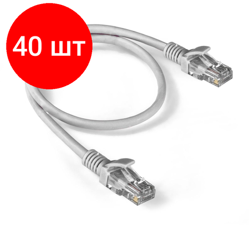 Комплект 40 штук, Патч-корд ExeGate UTP-RJ45-RJ45-5e-1M-GY, cat.5e, 1м, серый комплект 19 штук патч корд exegate utp rj45 rj45 5e 1m lszh gy 5e 1м серый