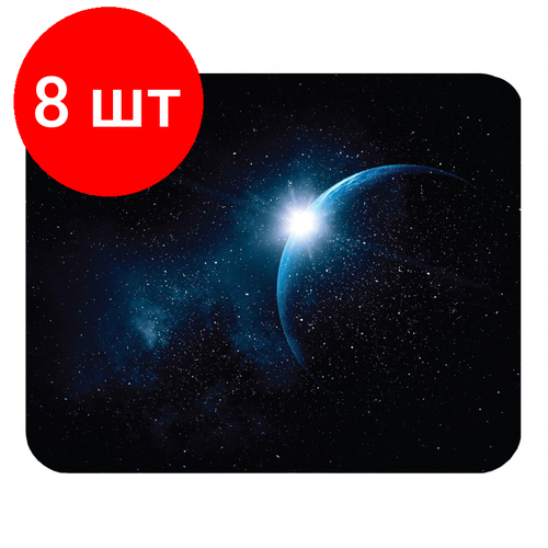 Комплект 8 штук, Коврик для мыши Cactus CS-MP-P04XS Space Мини черный 220x180x2мм