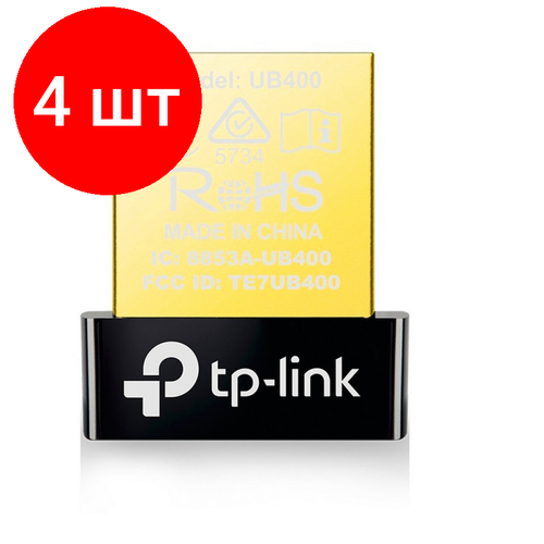 Комплект 4 штук, Сетевой адаптер Bluetooth TP-Link UB400 USB 2.0 bluetooth адаптер tp link ub500 черный